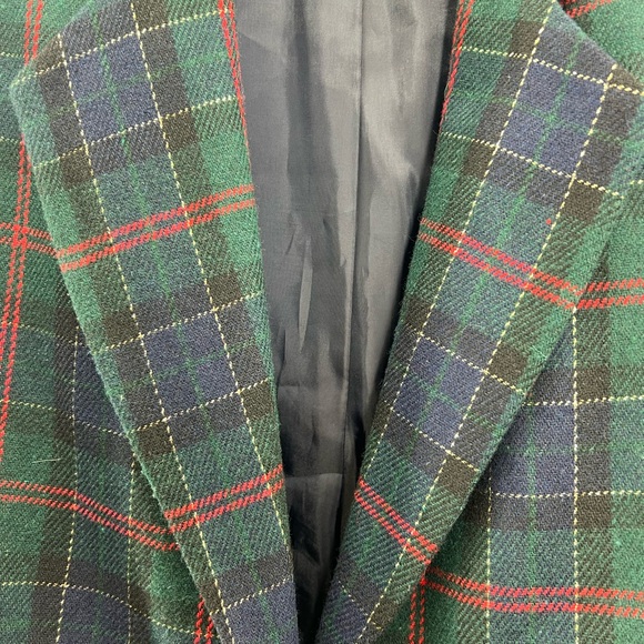 Radcliffe wool blend velvet collar 12 plaid blazer vintage metallic office - Picture 5 of 7
